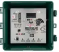 Sonic Hawk 100 — Refurbished 3 Bird Gard Sonic Hawk 100 control unit with the enclosure open, showing the control panel, recording selector switches, display, volume dial, USB port and four speaker outputs